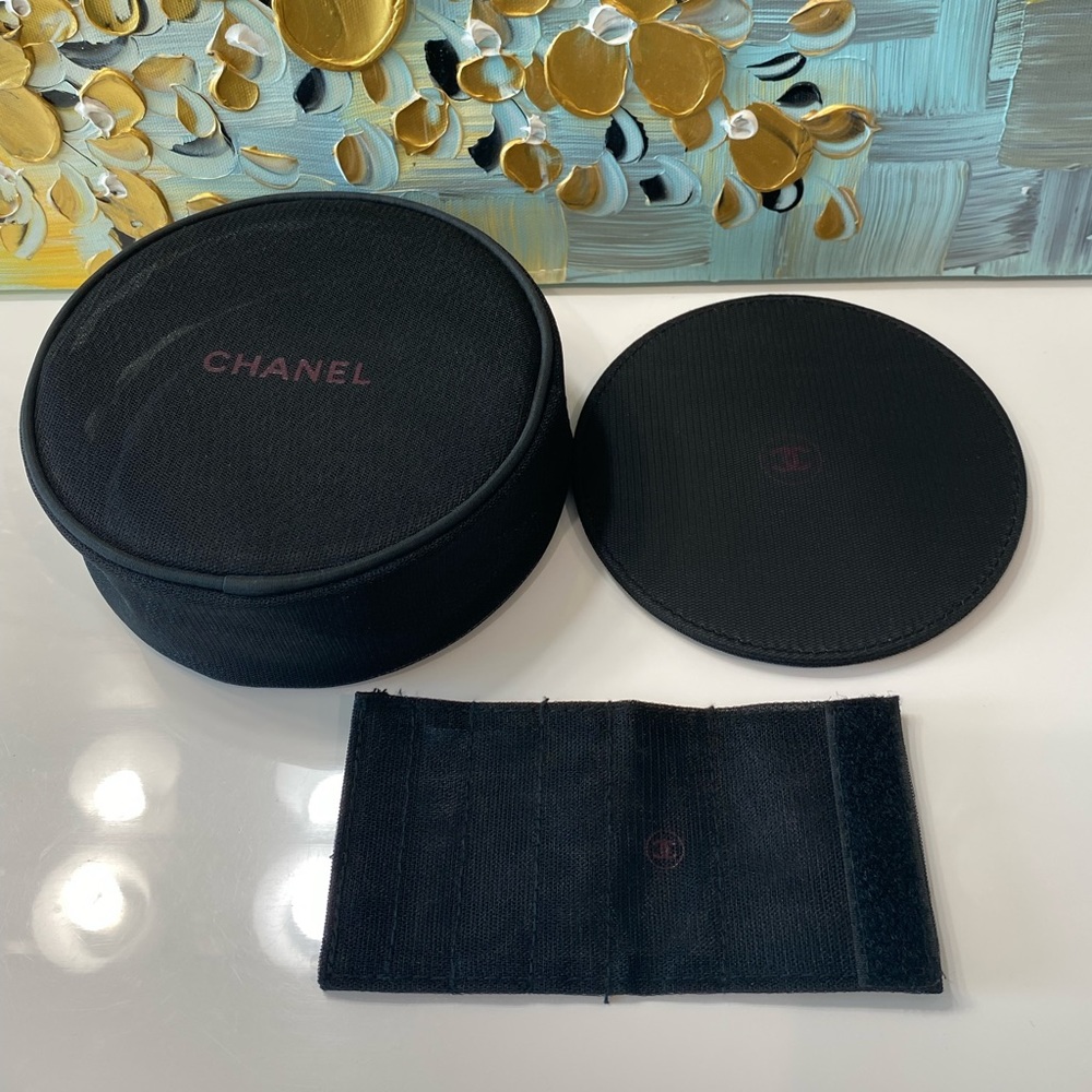 Chanel Cosmetic Pouch Bag, Mirror, and Brush Holder